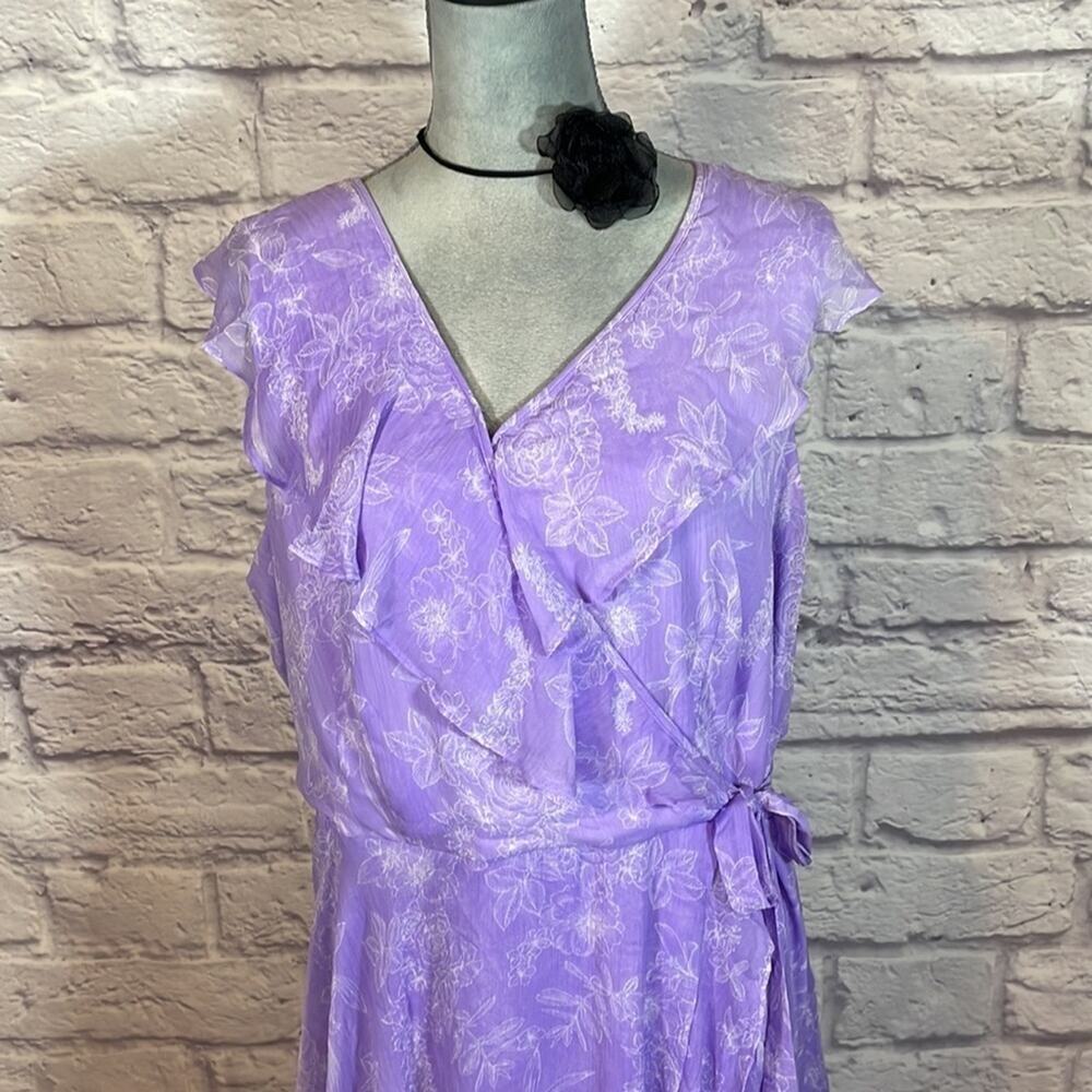 Ralph Lauren Chaps Lilac Ruffle Midi Dress - Picture 3 of 12